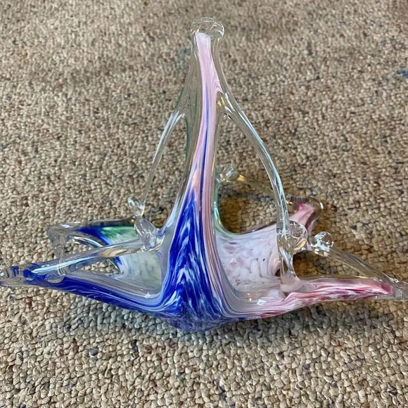 VTG Murano Glassware By Crystal Clear Basket Handblown Art Glass Sculpture ITALY - Picture 5 of 8